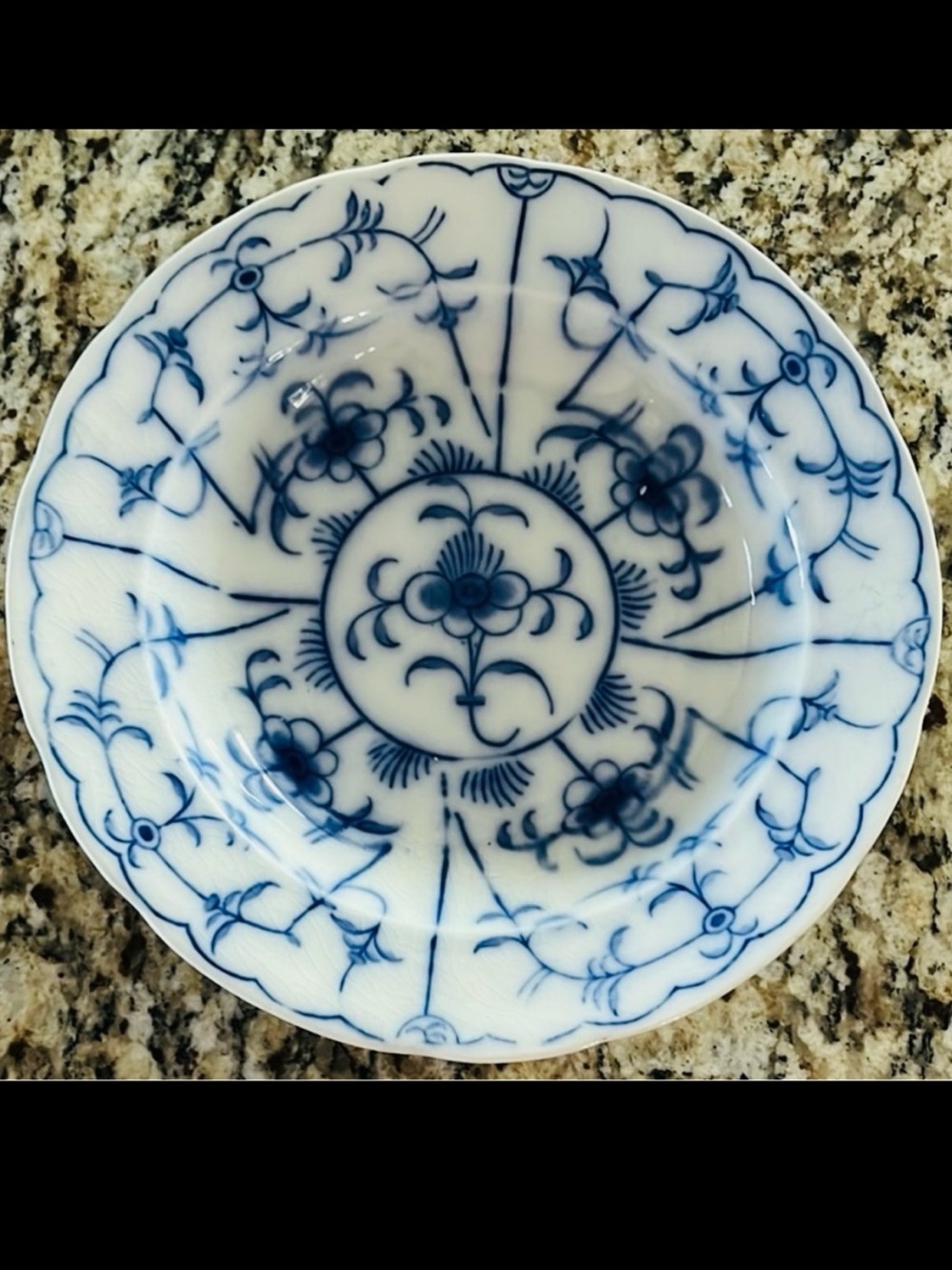 Royal Tettau Blue Onion Style Plate Germany 7.5” Cobalt Floral Vintage